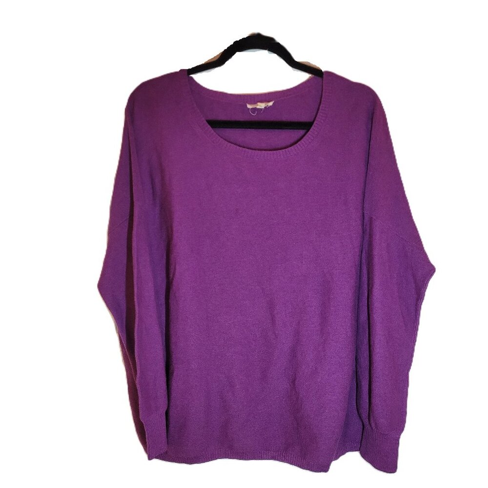 Eileen Fisher Women's 100% Organic Cotton Purple Drop Shoulder Sweater XL